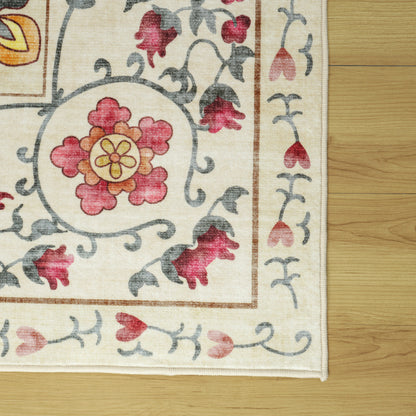 Scarlet Blossom - Machine Washable Area Rug