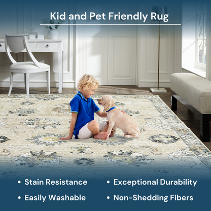 Whispering Sands Oriental - Machine Washable Area Rug