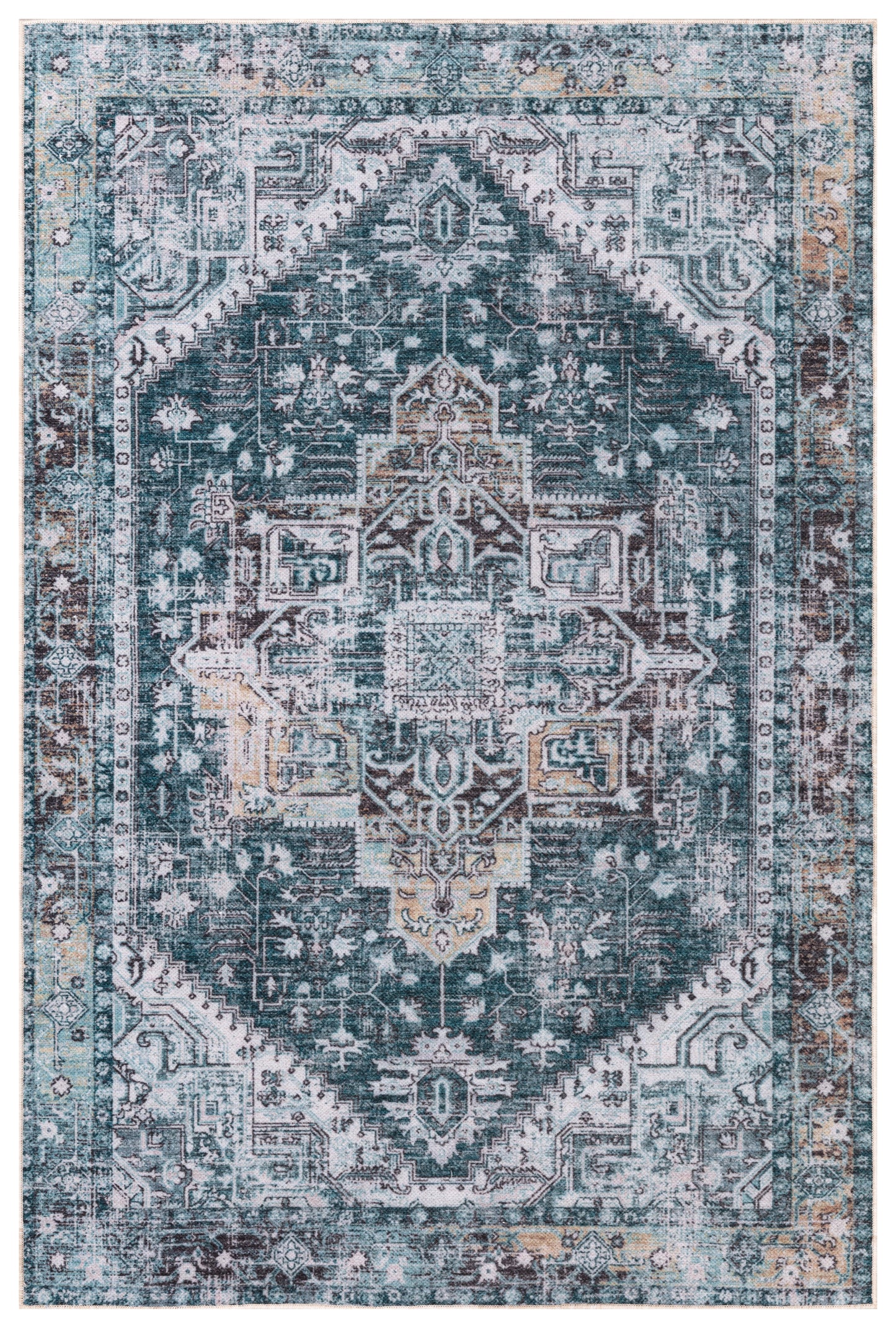 Teal Majesty - Machine Washable Area Rug
