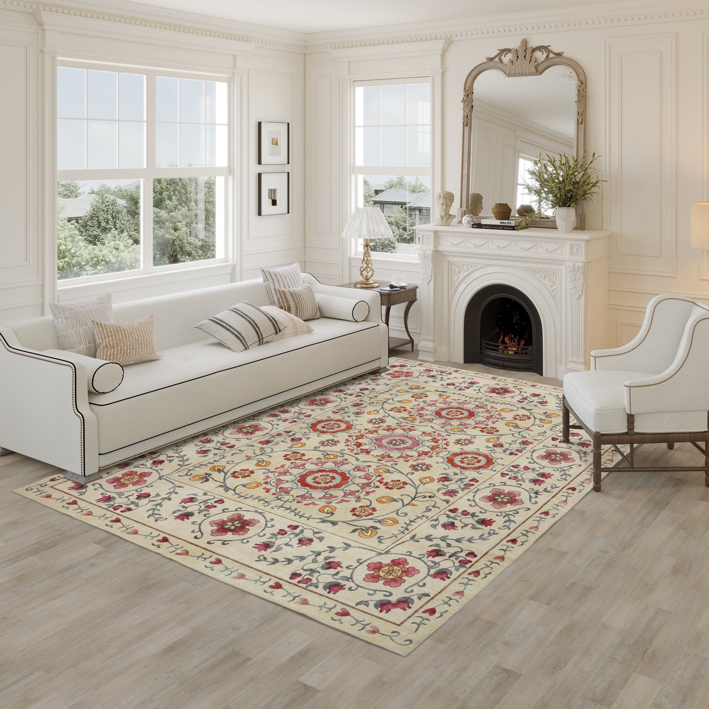 Scarlet Blossom - Machine Washable Area Rug