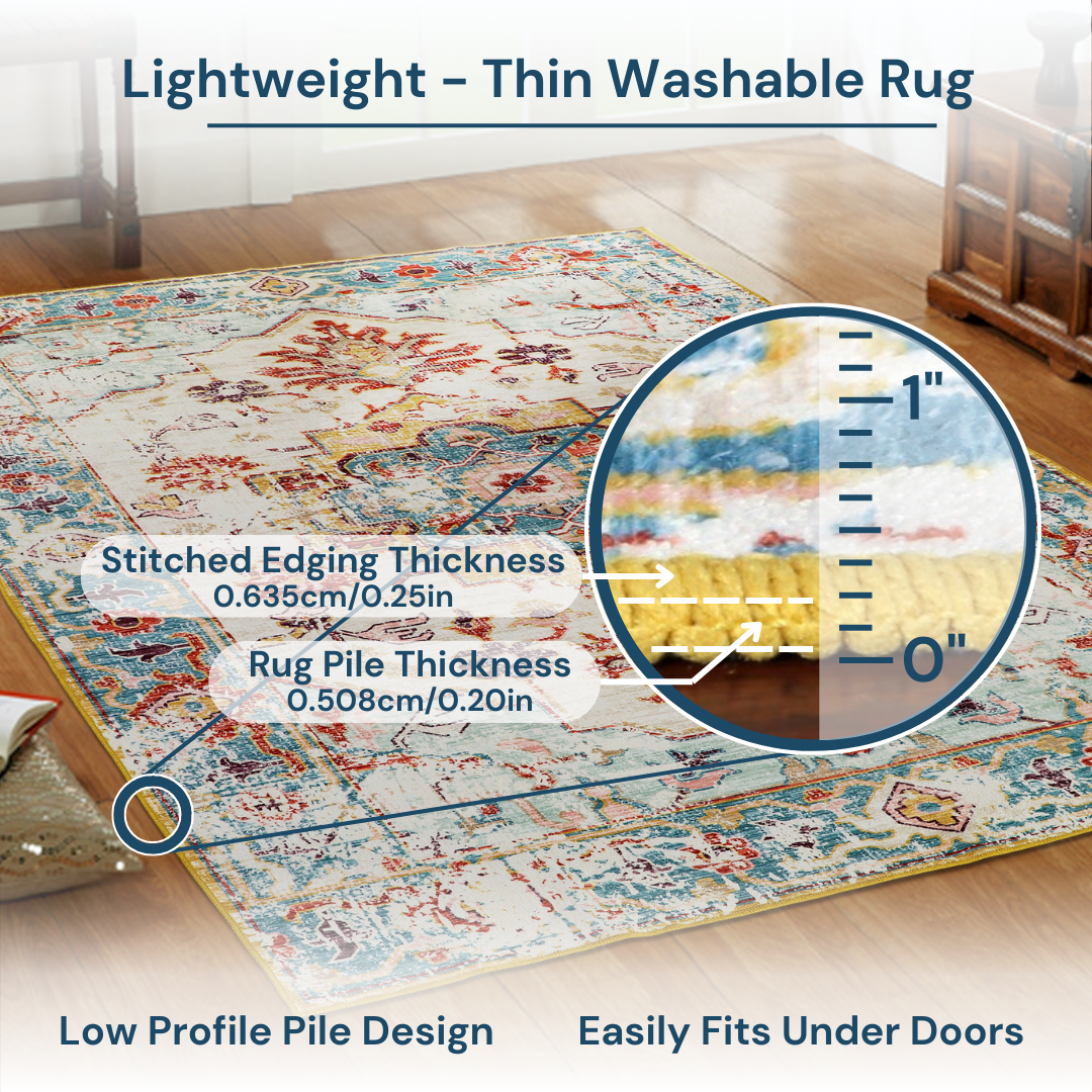 Rustic Tranquility Oriental - Machine Washable Area Rug