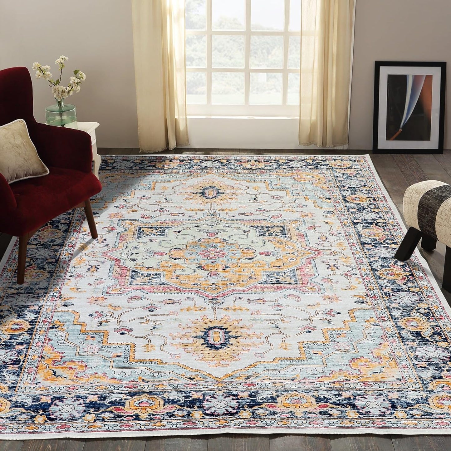 Celestial Spice Oriental - Machine Washable Area Rug