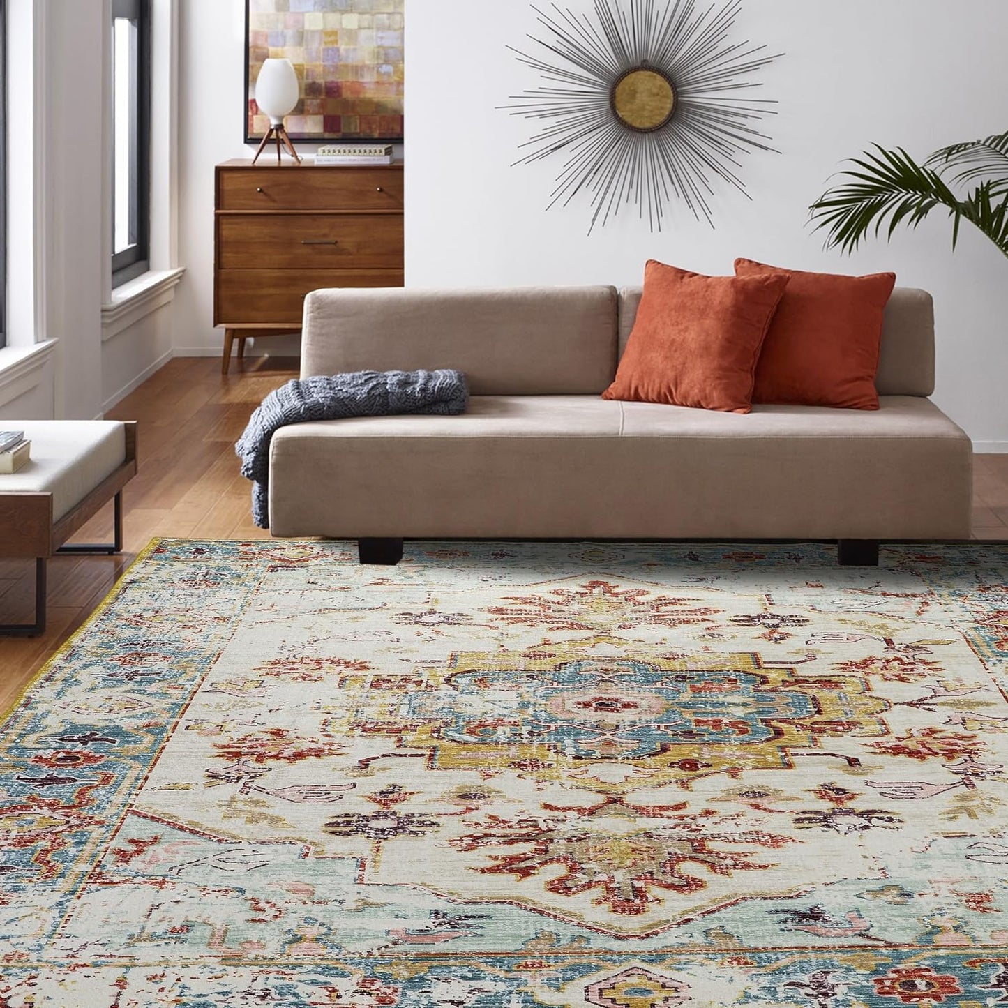 Rustic Tranquility Oriental - Machine Washable Area Rug