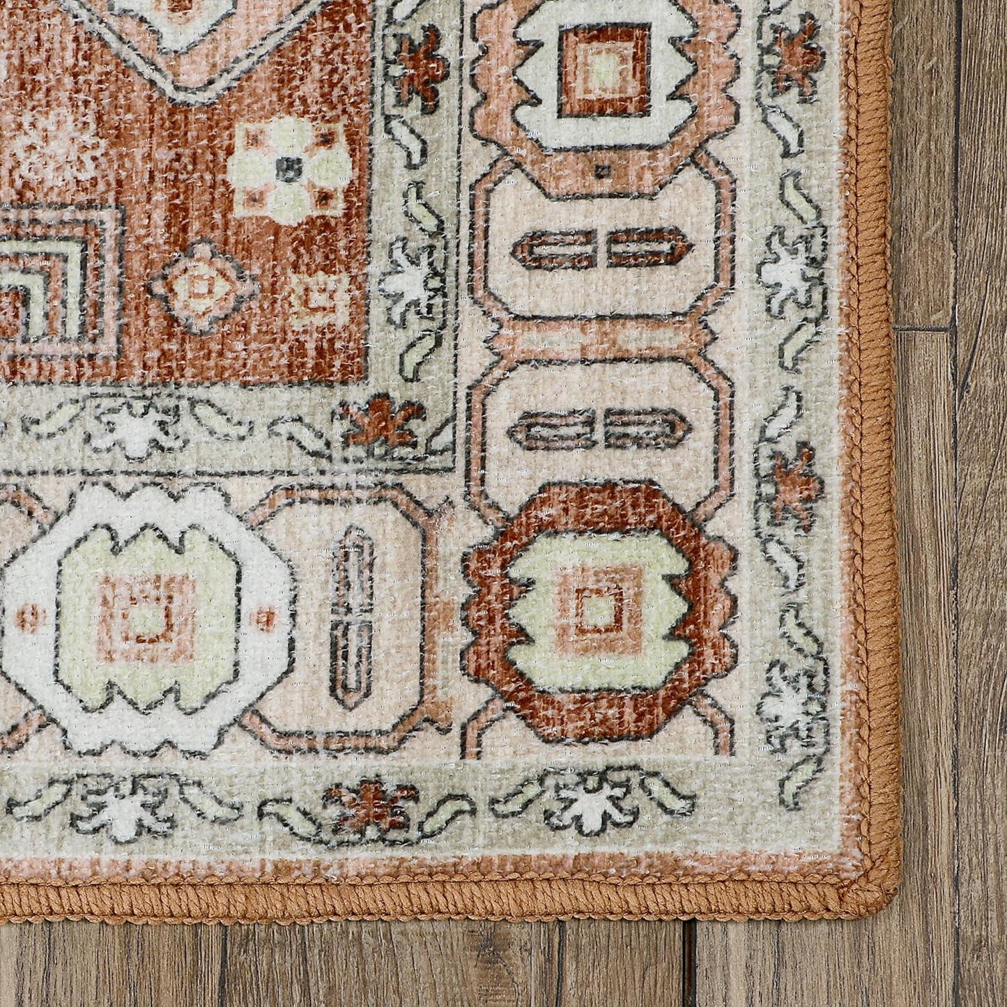 Terracotta Glow Oriental - Machine Washable Area Rug