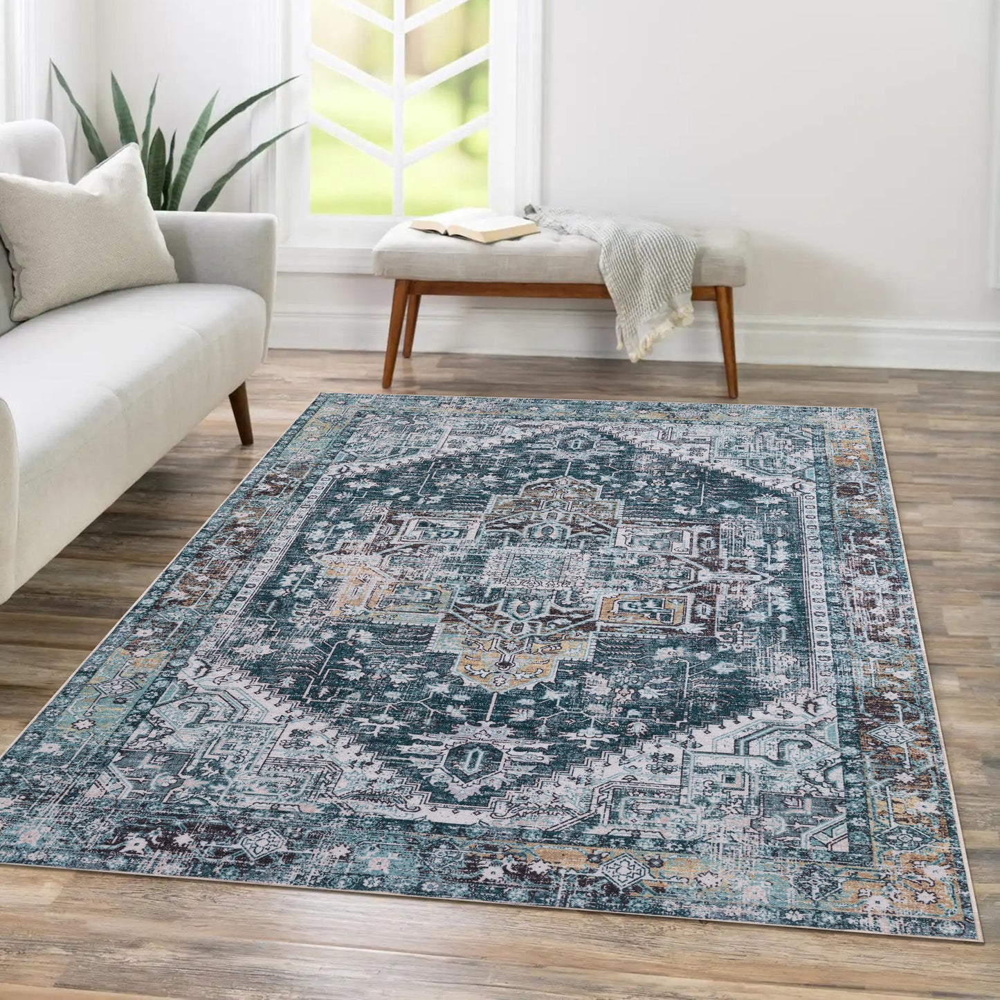 Teal Majesty - Machine Washable Area Rug