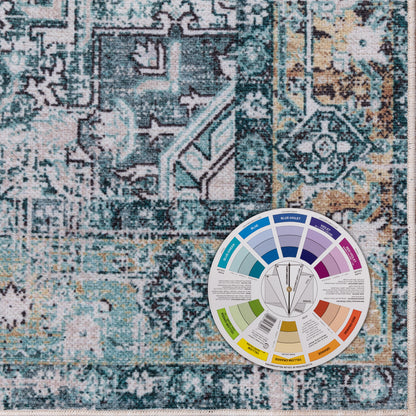 Teal Majesty - Machine Washable Area Rug
