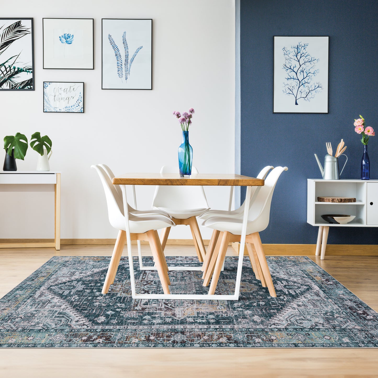 Teal Majesty - Machine Washable Area Rug