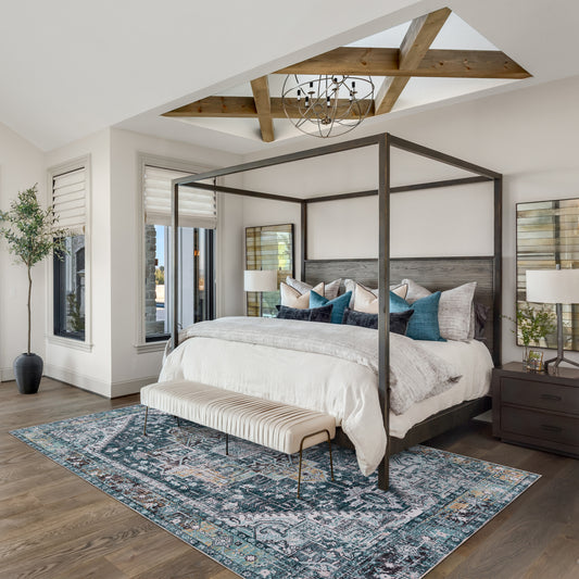 Teal Majesty - Machine Washable Area Rug