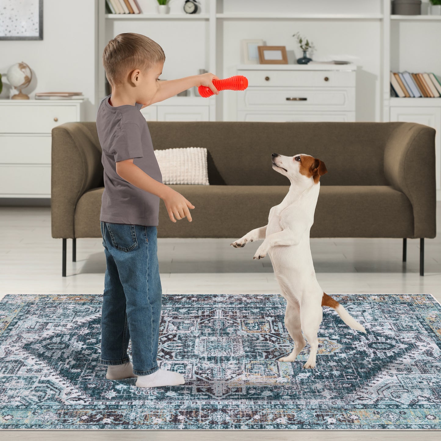 Teal Majesty - Machine Washable Area Rug