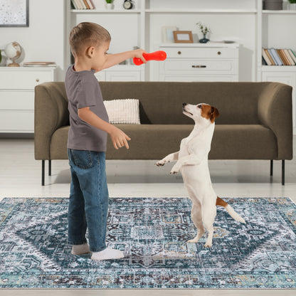 Teal Majesty - Machine Washable Area Rug