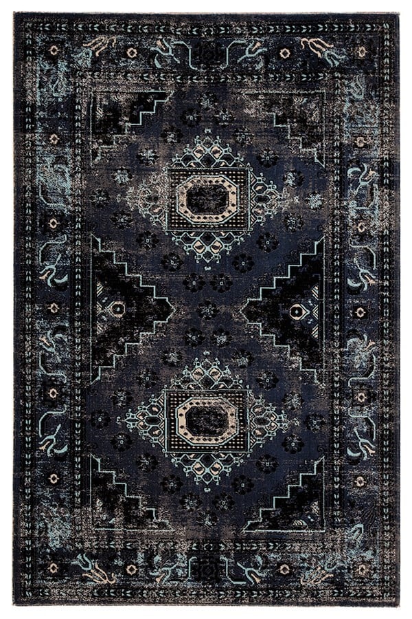 Midnight Textile Indoor/Outdoor Blue/Gray Runner Rug