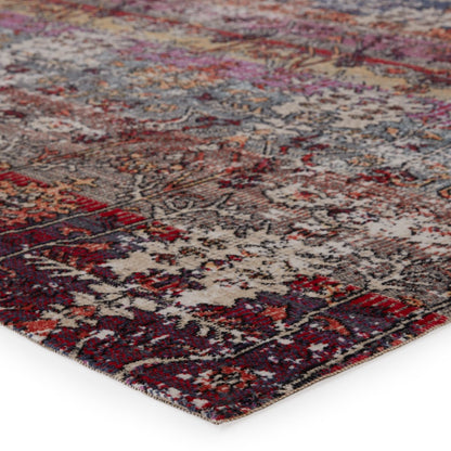 Artful Thread Indoor/Outdoor Multicolored/Red Runner Rug