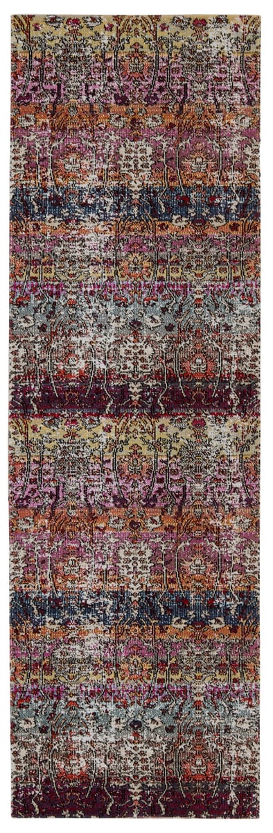 Artful Thread Indoor/Outdoor Multicolored/Red Runner Rug