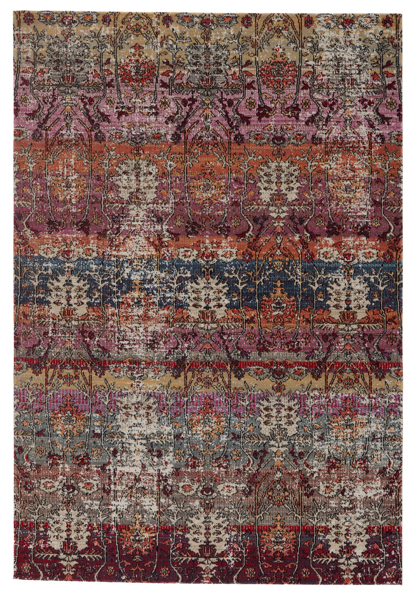 Artful Thread Indoor/Outdoor Multicolored/Red Runner Rug