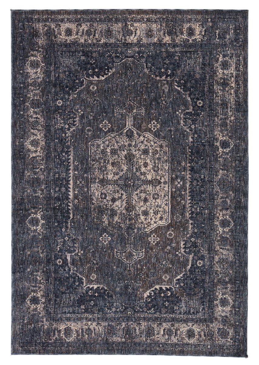 Midnight Elegance Indoor/Outdoor Dark Blue/Gray Runner Rug