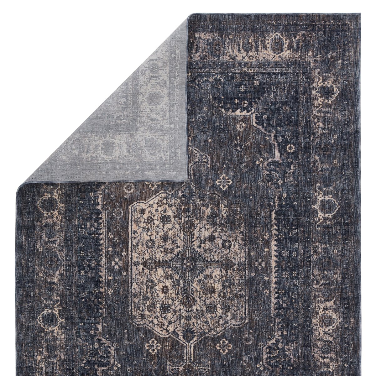 Midnight Elegance Indoor/Outdoor Dark Blue/Gray Runner Rug