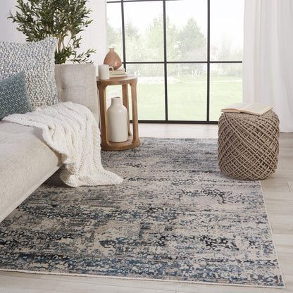 Nouveau Fiber Indoor/Outdoor Blue/Gray Runner Rug