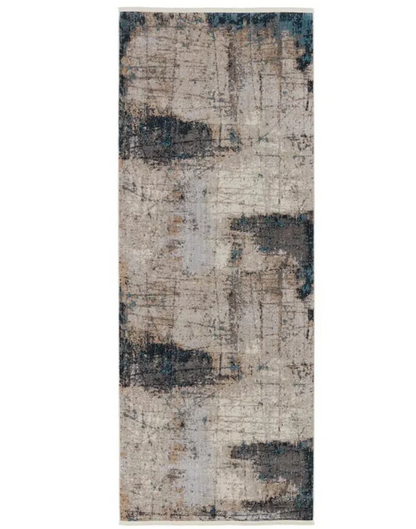 Frosted Wash Indoor/Outdoor Blue/Gray Runner Rug