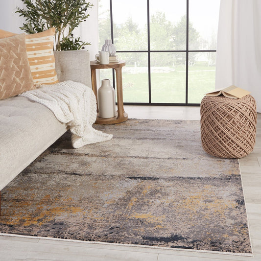 Rusted Abstract Indoor/Outdoor Brown/Gray Runner Rug