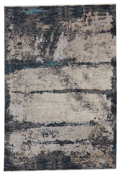 Cobalt Abstract Indoor/Outdoor Blue/Gray Runner Rug