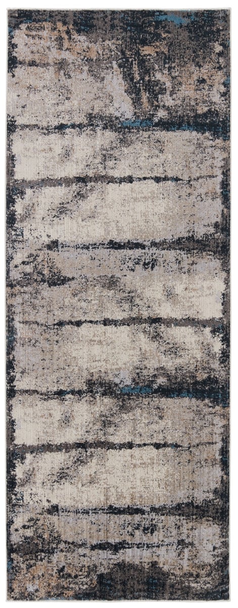 Cobalt Abstract Indoor/Outdoor Blue/Gray Runner Rug