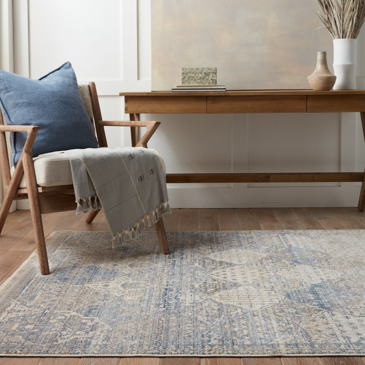 Dazzling Dunes Indoor/Outdoor Blue/Beige Runner Rug