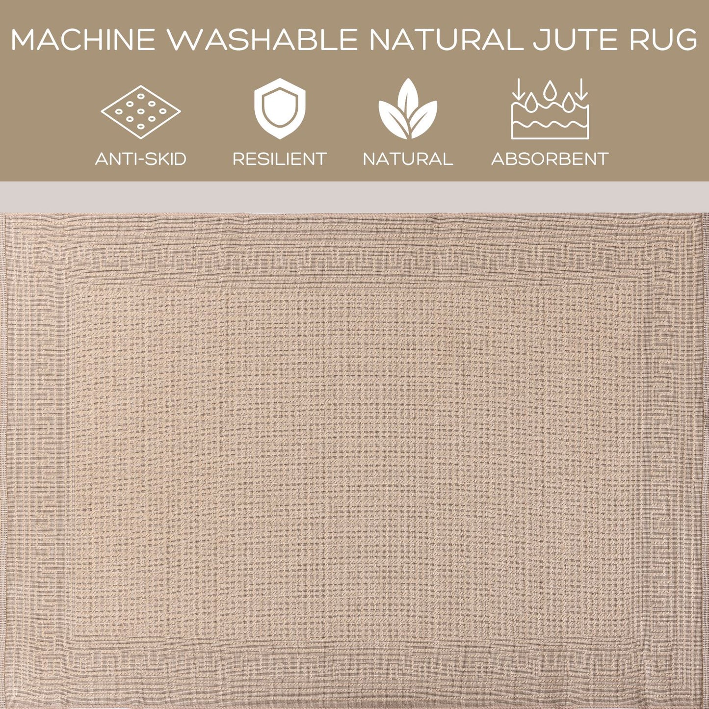 Natural Jute Oasis - Machine Washable Jute Rug