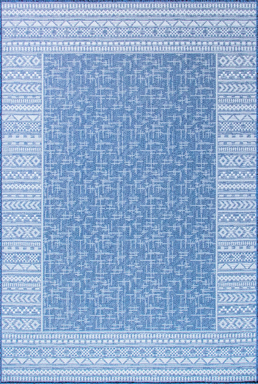 Indigo Waves - Machine-Washable Indoor/Outdoor Rug