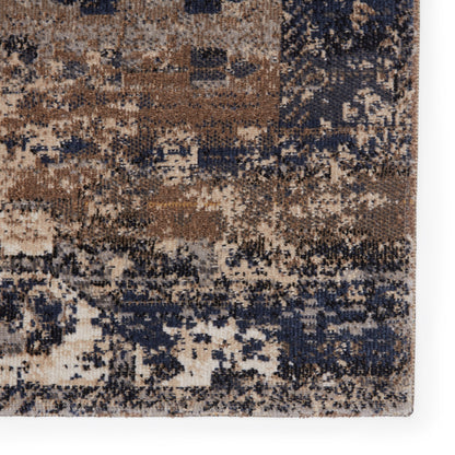 Brooklyn Bliss Indoor/Outdoor Medallion Taupe/Dark Blue Area Rug