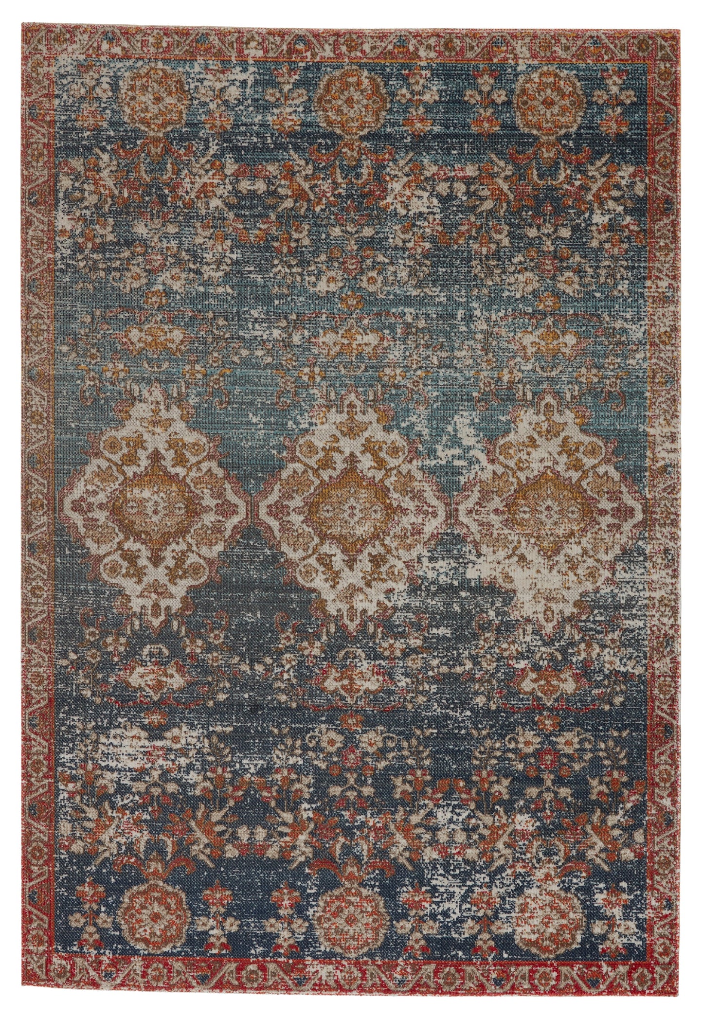 Frost Radiant Indoor/Outdoor Medallion Blue/Red Area Rug