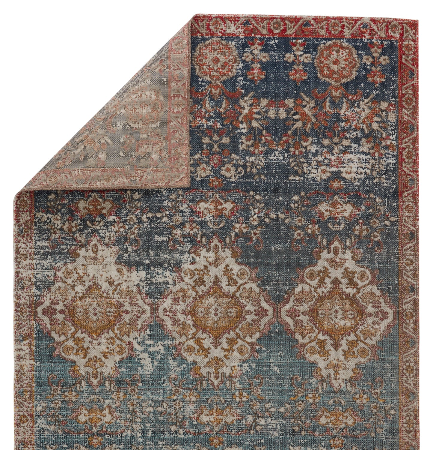 Frost Radiant Indoor/Outdoor Medallion Blue/Red Area Rug