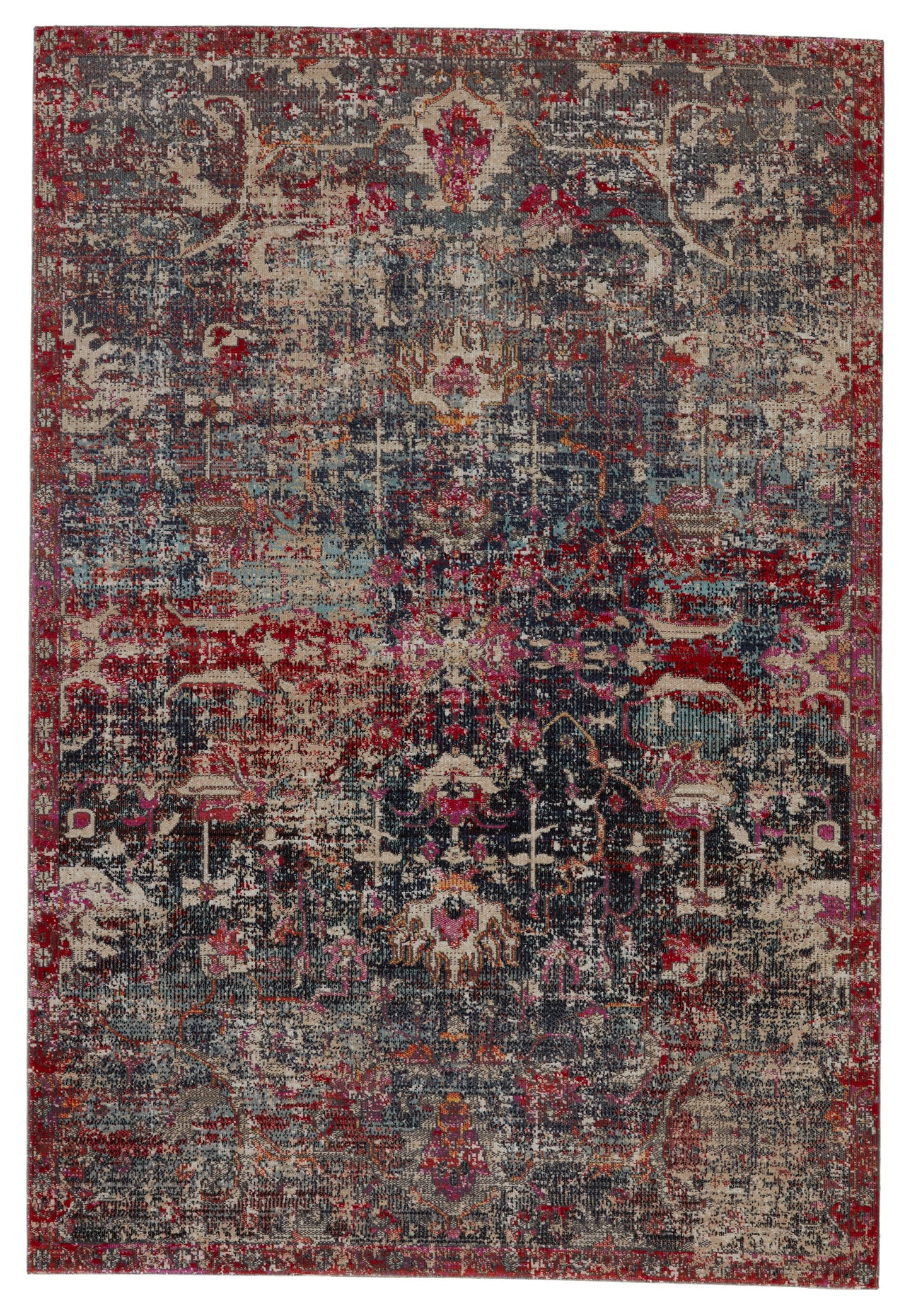 Sunrise Harmony Indoor/ Outdoor Oriental Dark Blue/ Red Area Rug