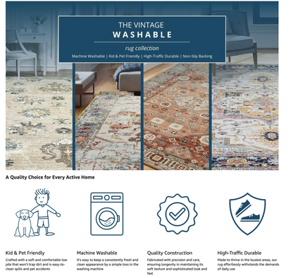 Whispering Sands Oriental - Machine Washable Area Rug