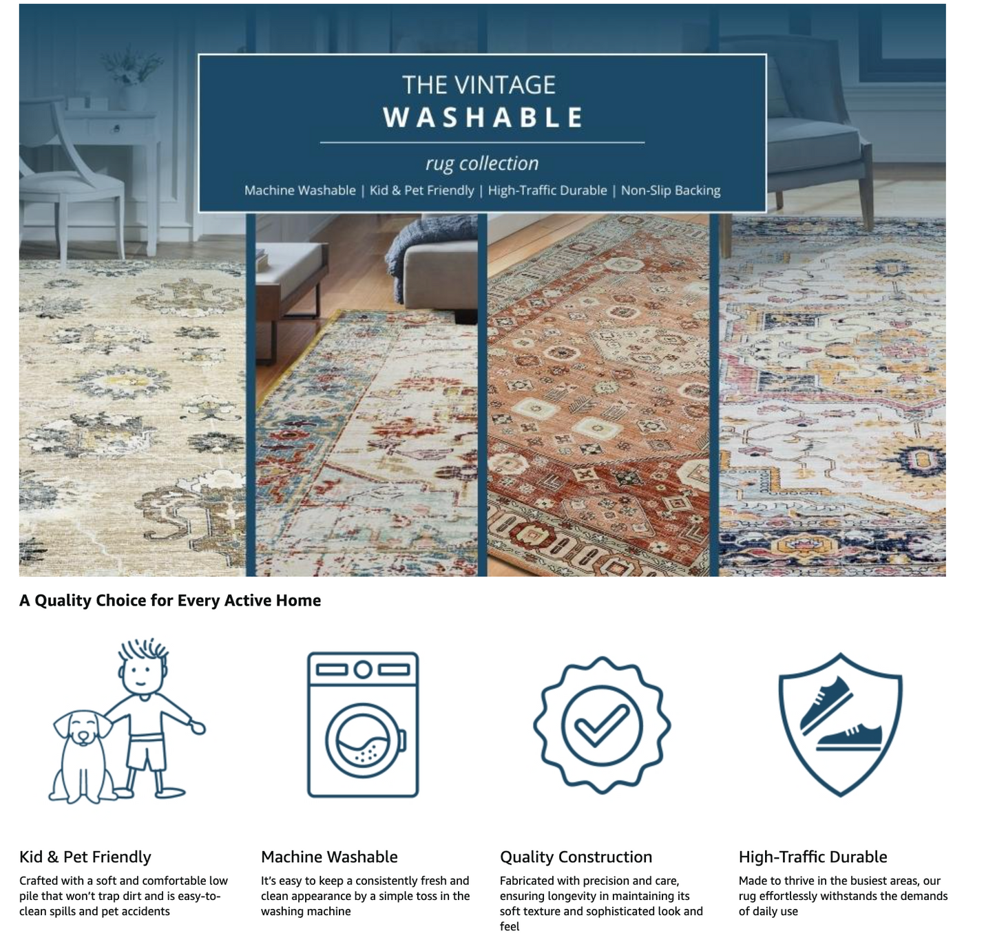 Celestial Spice Oriental - Machine Washable Area Rug