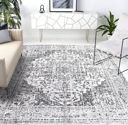 Gray Whisper Medallion - Machine Washable Area Rug