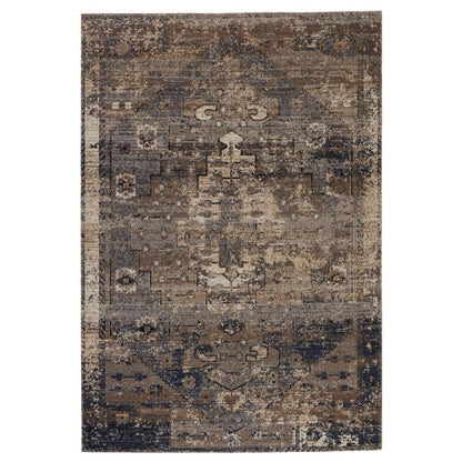 Brooklyn Bliss Indoor/Outdoor Medallion Taupe/Dark Blue Area Rug