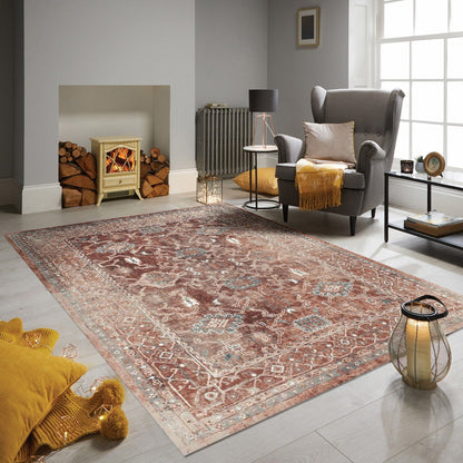 Fiery Ember - Machine Washable Area Rug