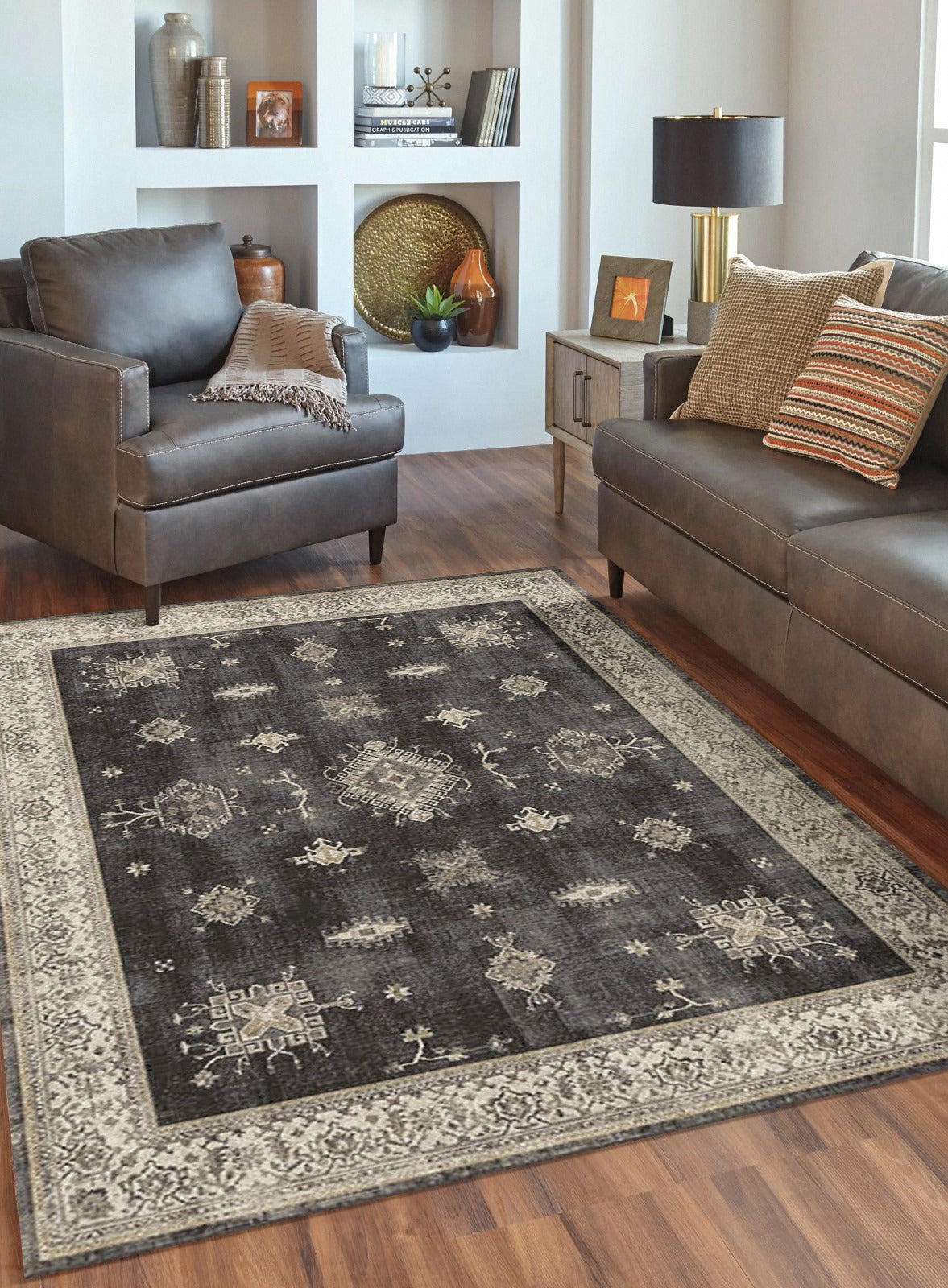 Mocha Elegance - Machine Washable Area Rug