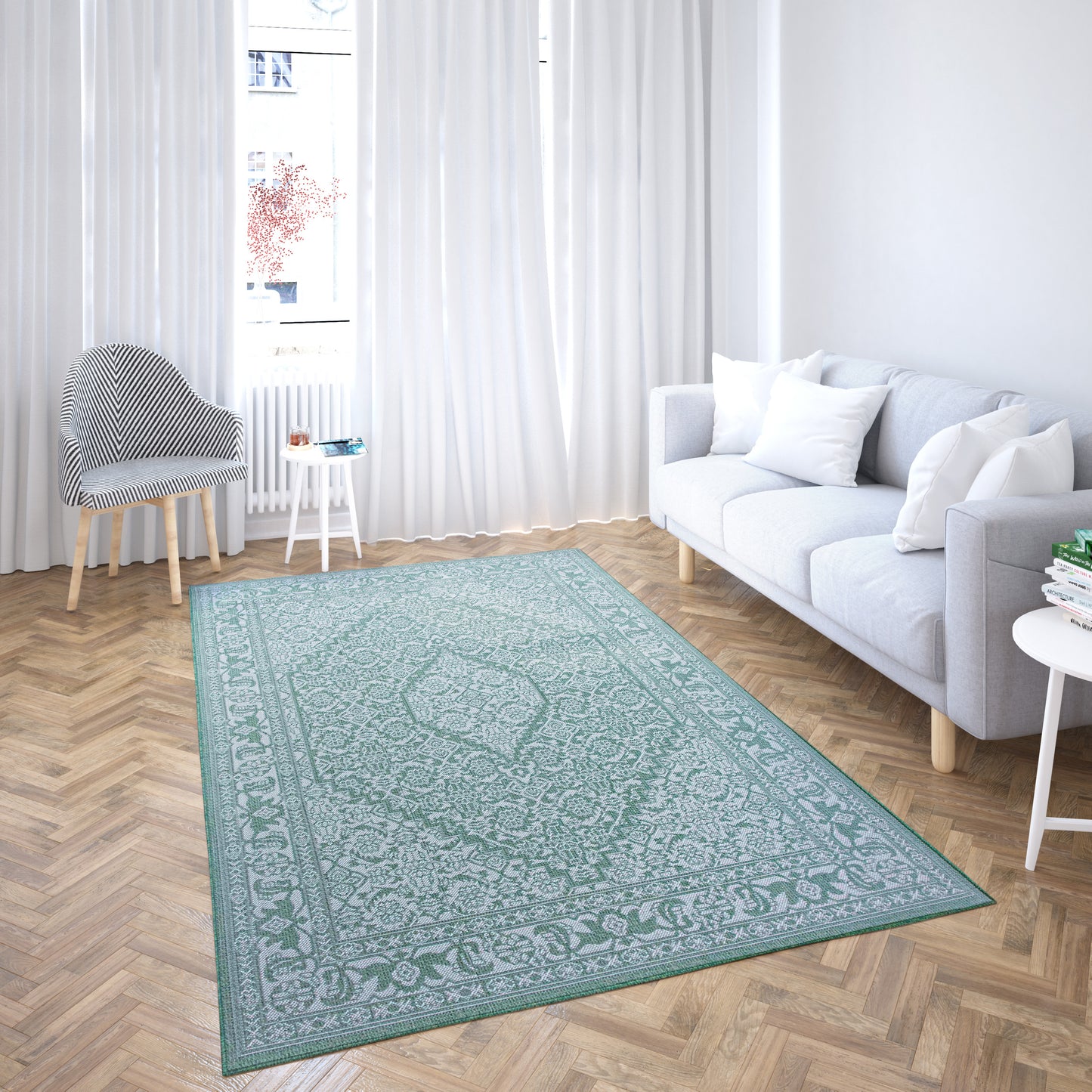 Mint Meadow - Machine-Washable Indoor/Outdoor Rug