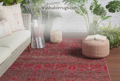 Garden Serenity Indoor/ Outdoor Trellis Fuscia Pink and Red/ Taupe Area Rug